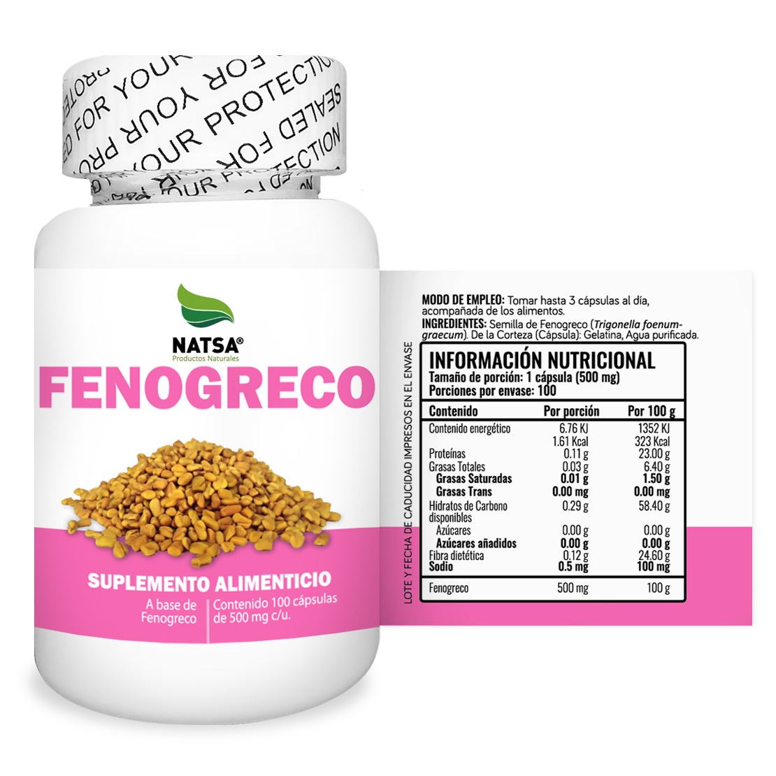Foto 2 | Fenogreco Natsa 100 Cápsulas