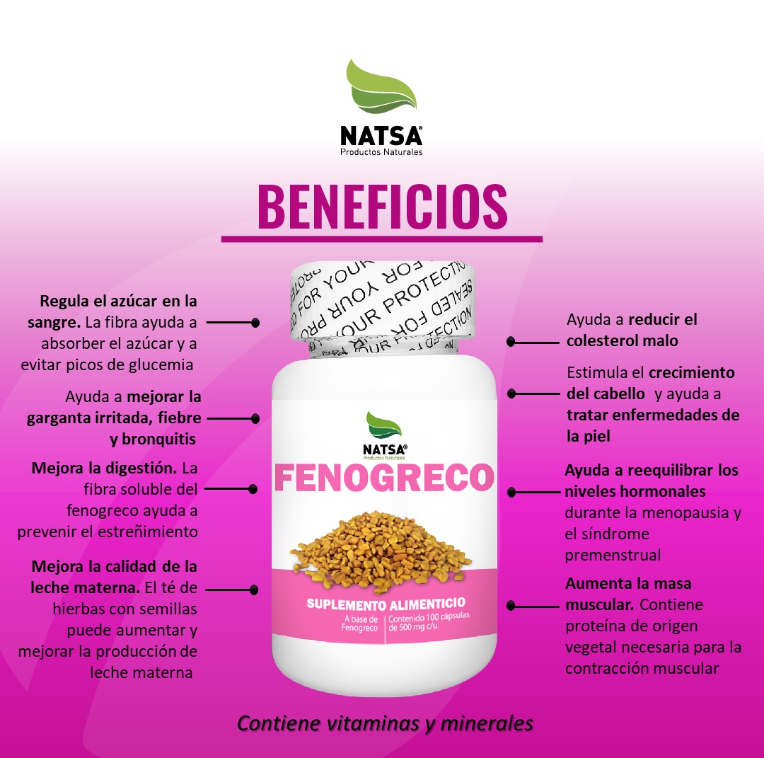 Foto 4 pulgar | Fenogreco Natsa 100 Cápsulas