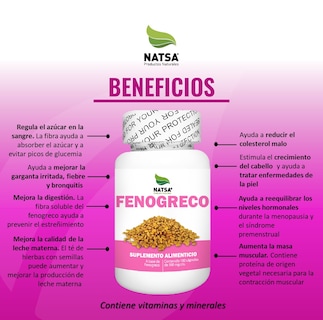 Foto 3 | Fenogreco Natsa 100 Cápsulas