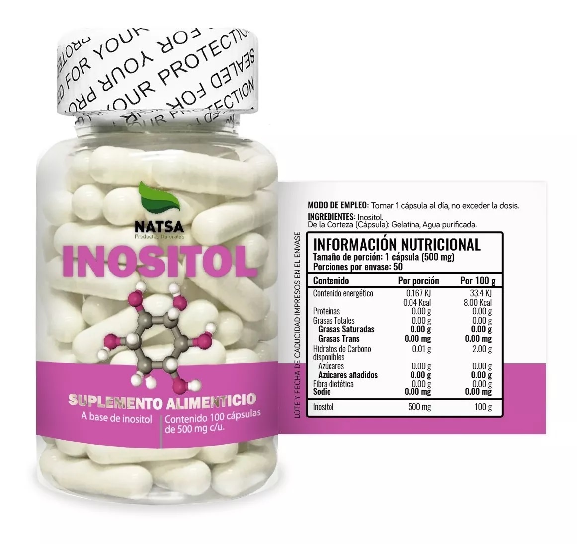 Foto 3 pulgar | Inositol Natsa 100 Cápsulas