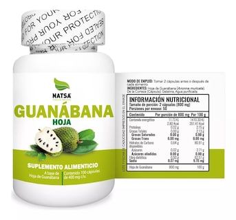 Foto 2 | Suplemento Alimenticio Guanábana Hoja Natsa 100 Cápsulas