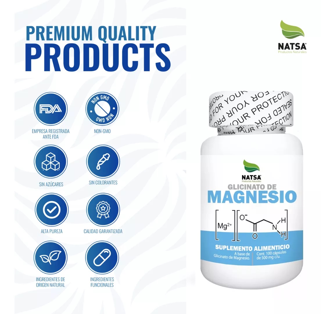 Foto 5 pulgar | Suplemento Alimenticio Glicinato de Magnesio Natsa 100 Cápsulas