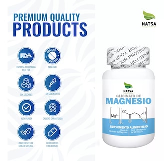 Foto 4 | Suplemento Alimenticio Glicinato de Magnesio Natsa 100 Cápsulas