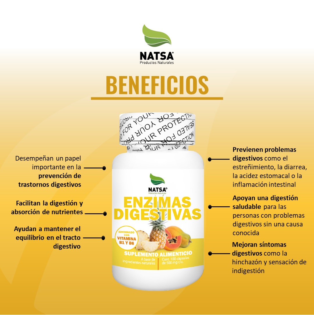 Foto 3 | Suplemento Alimenticio Enzimas Digestivas Natsa 100 Cápsulas