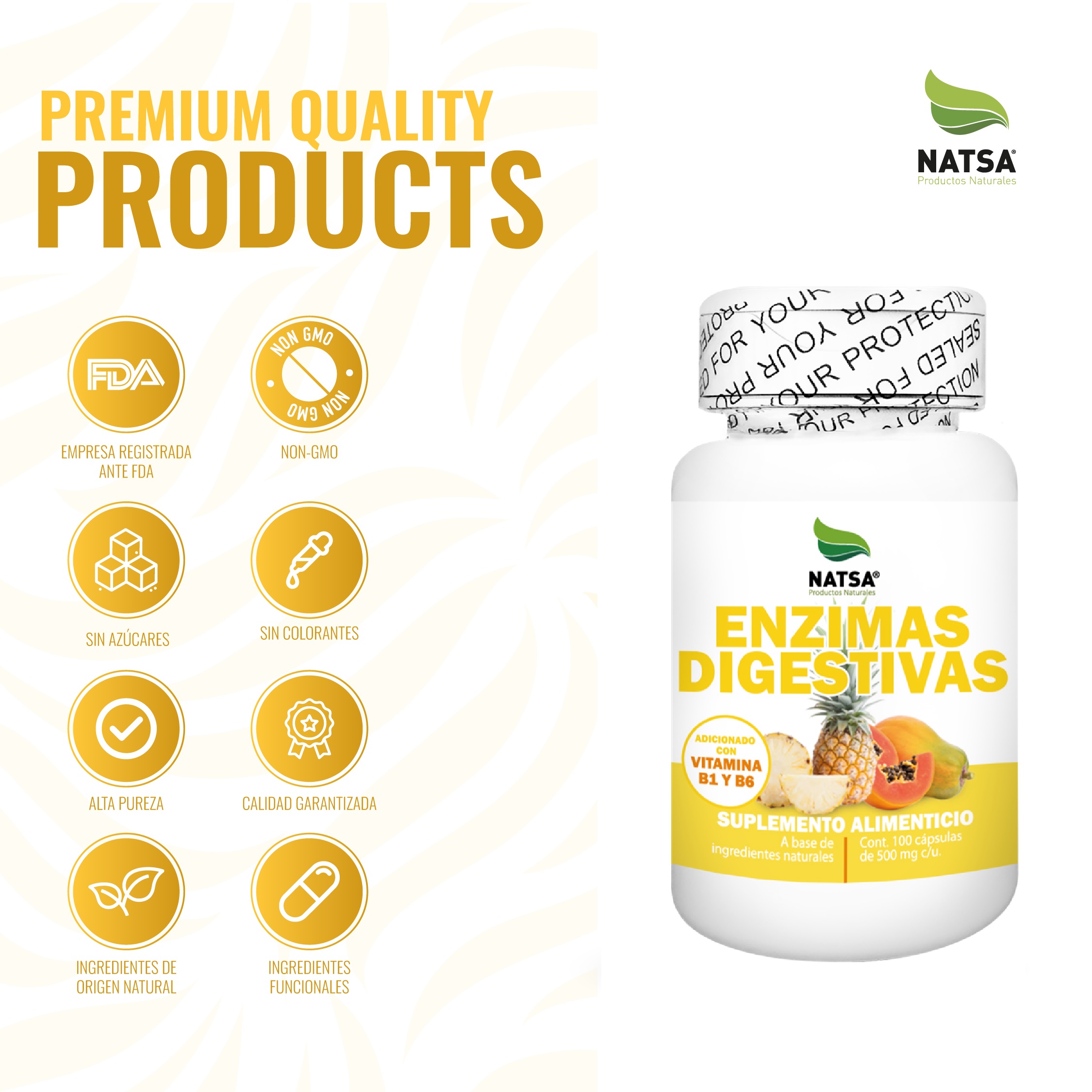 Foto 4 | Suplemento Alimenticio Enzimas Digestivas Natsa 100 Cápsulas