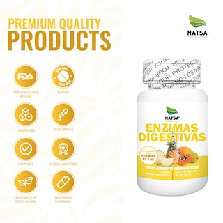Foto 4 | Suplemento Alimenticio Enzimas Digestivas Natsa 100 Cápsulas