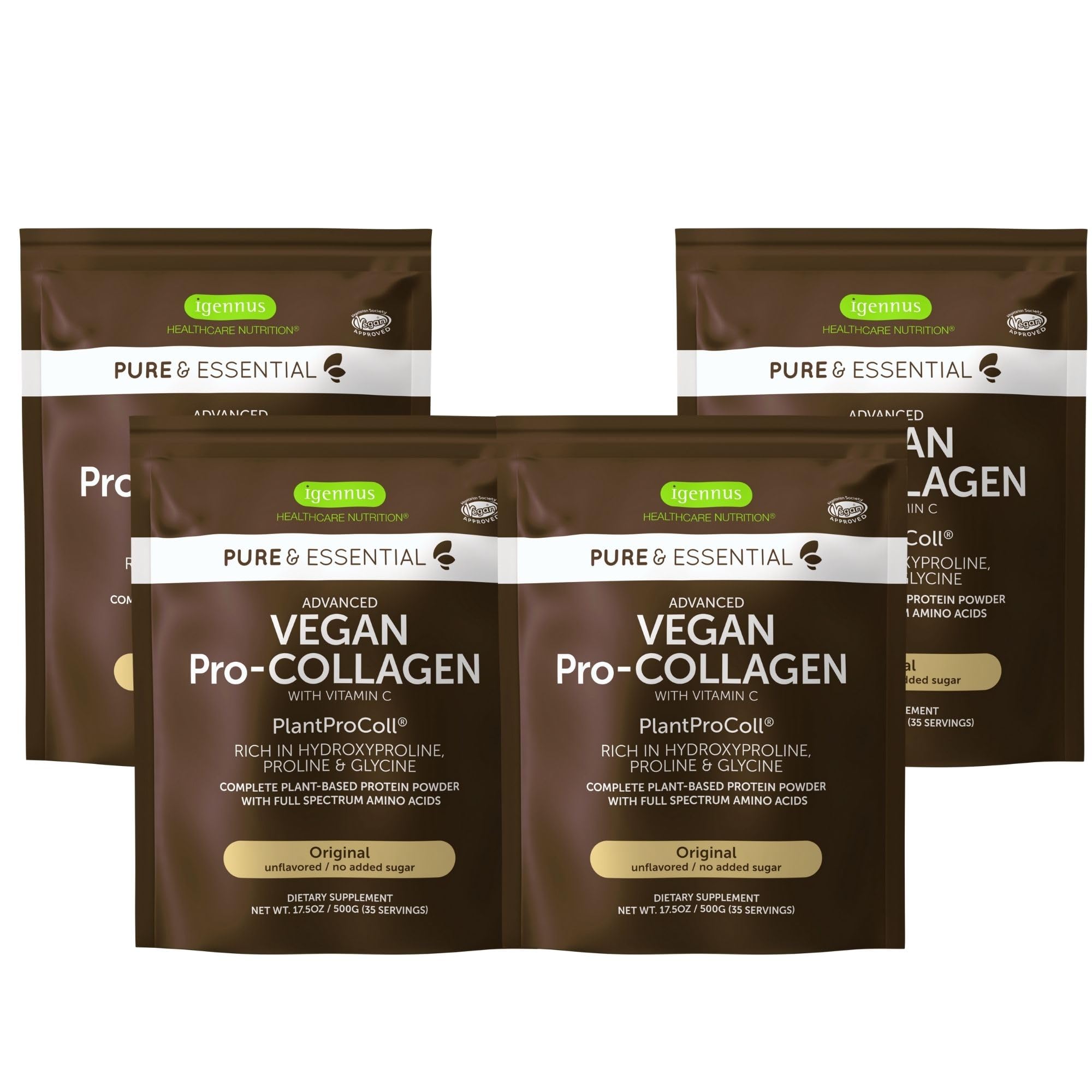 Péptido De Colágeno Vegano En Polvo Igennus Healthcare, 4 X 35 Porciones - Venta Internacional.