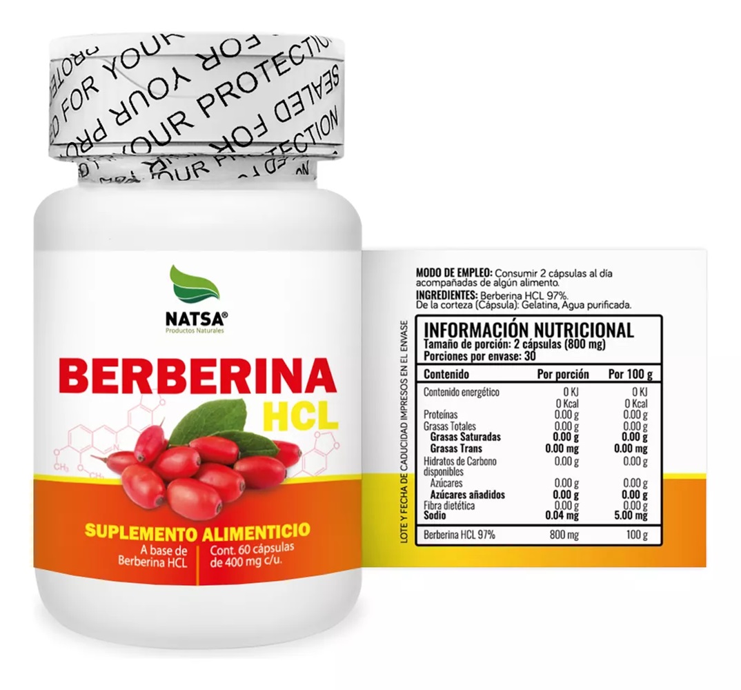 Foto 2 | Suplemento Alimenticio Berberina Hcl Natsa 60 Cápsulas