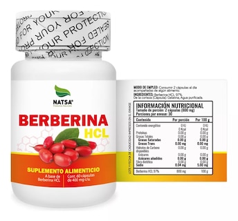 Foto 2 | Suplemento Alimenticio Berberina Hcl Natsa 60 Cápsulas