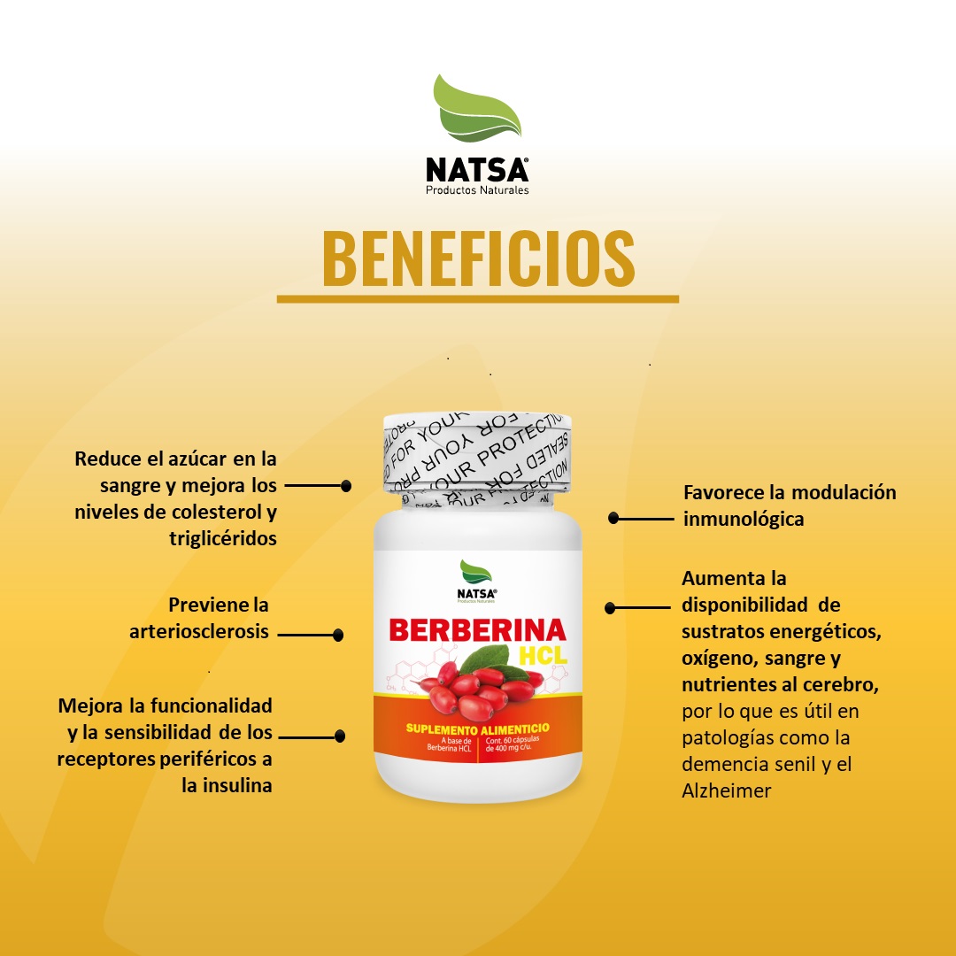 Foto 4 pulgar | Suplemento Alimenticio Berberina Hcl Natsa 60 Cápsulas