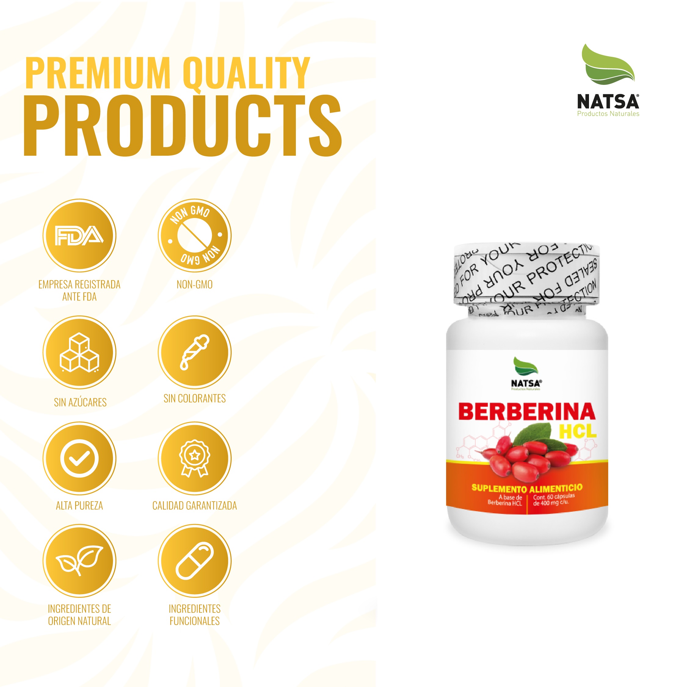 Foto 4 | Suplemento Alimenticio Berberina Hcl Natsa 60 Cápsulas