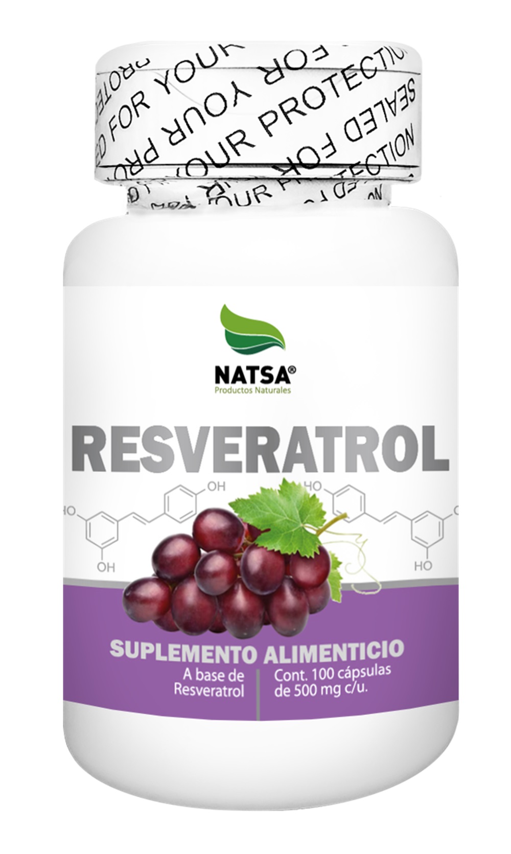 Foto 2 pulgar | Suplemento Alimenticio Resveratrol Natsa 100 Cápsulas
