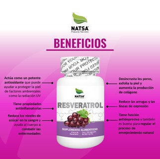 Foto 3 | Suplemento Alimenticio Resveratrol Natsa 100 Cápsulas