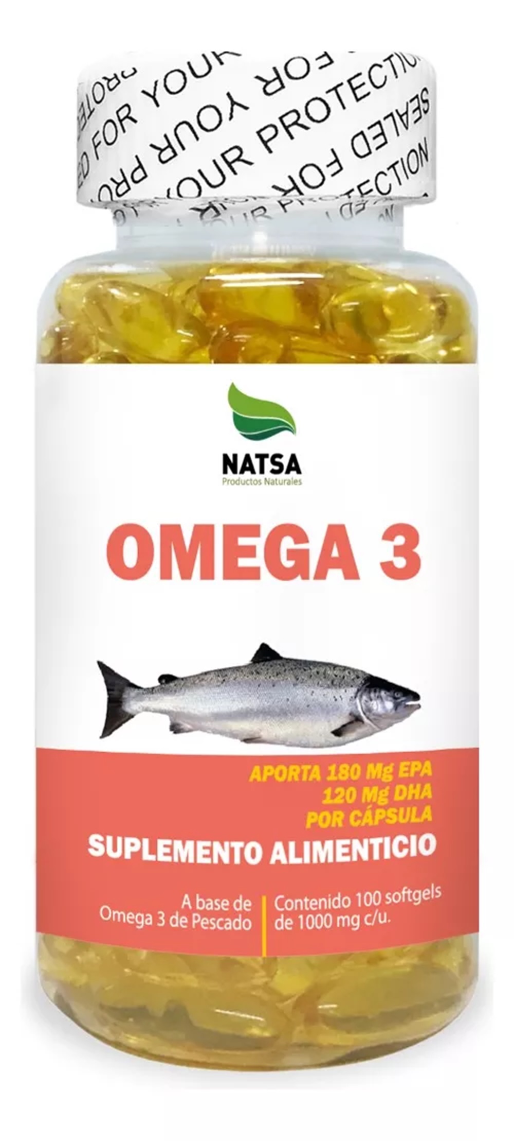 Foto 2 pulgar | Omega 3 Aceite De Pescado Natsa 100 Cápsulas