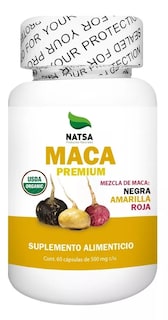 Foto 1 | Maca Premium Mezcla Amarilla Roja y Negra Natsa 60 Cápsulas