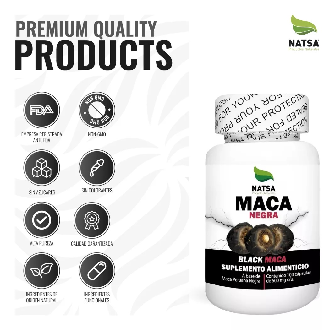 Foto 4 | Suplemento de Maca Negra Natsa Premium en Cápsulas - 100 Unidades