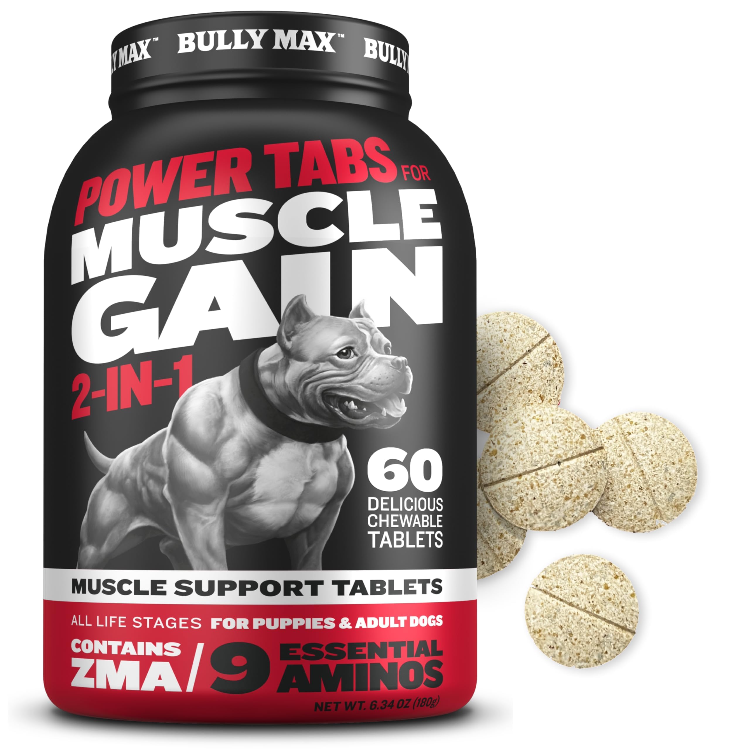 Suplemento Bully Max 2 En 1 Muscle Builder Para Perros, 60 Comprimidos - Venta Internacional.
