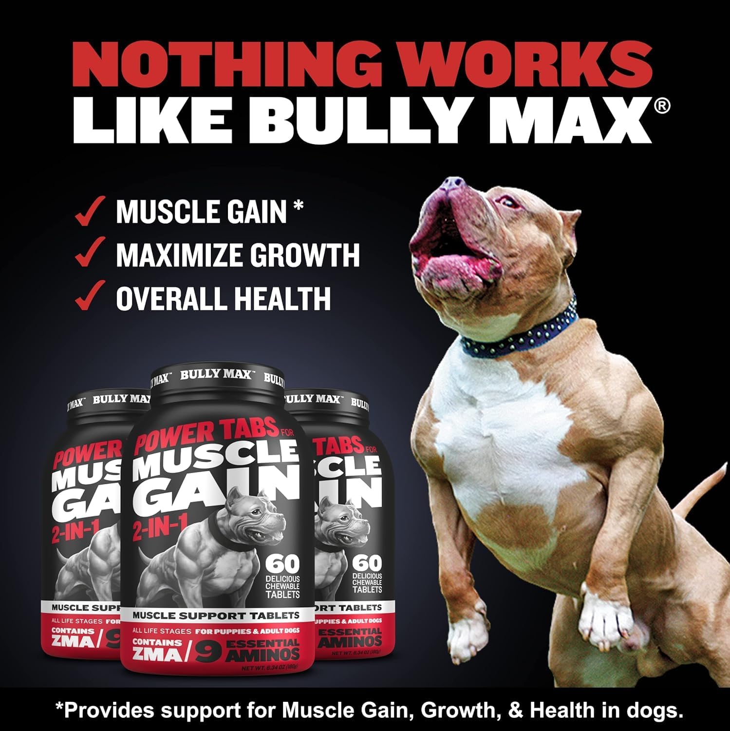Foto 3 pulgar | Suplemento Bully Max 2 En 1 Muscle Builder Para Perros, 60 Comprimidos - Venta Internacional.