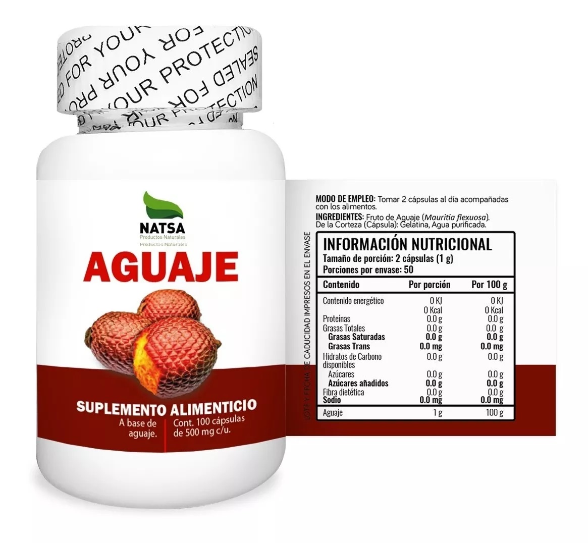 Foto 3 pulgar | Suplemento Alimenticio Aguaje Natsa 100 Cápsulas