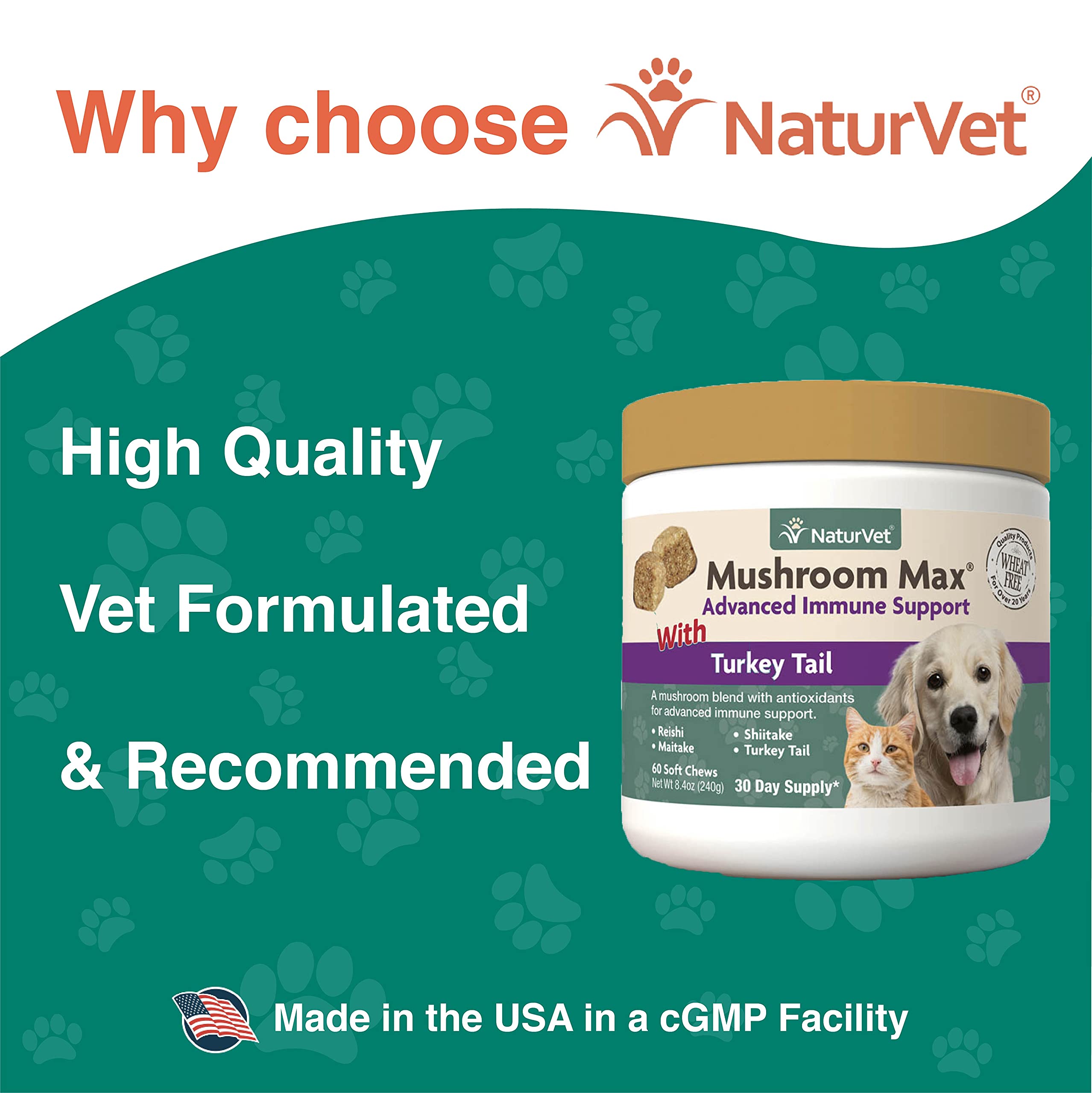 Foto 5 pulgar | Suplemento Para Perros Naturvet Mushroom Max Immune Support, 60 Unidades - Venta Internacional.