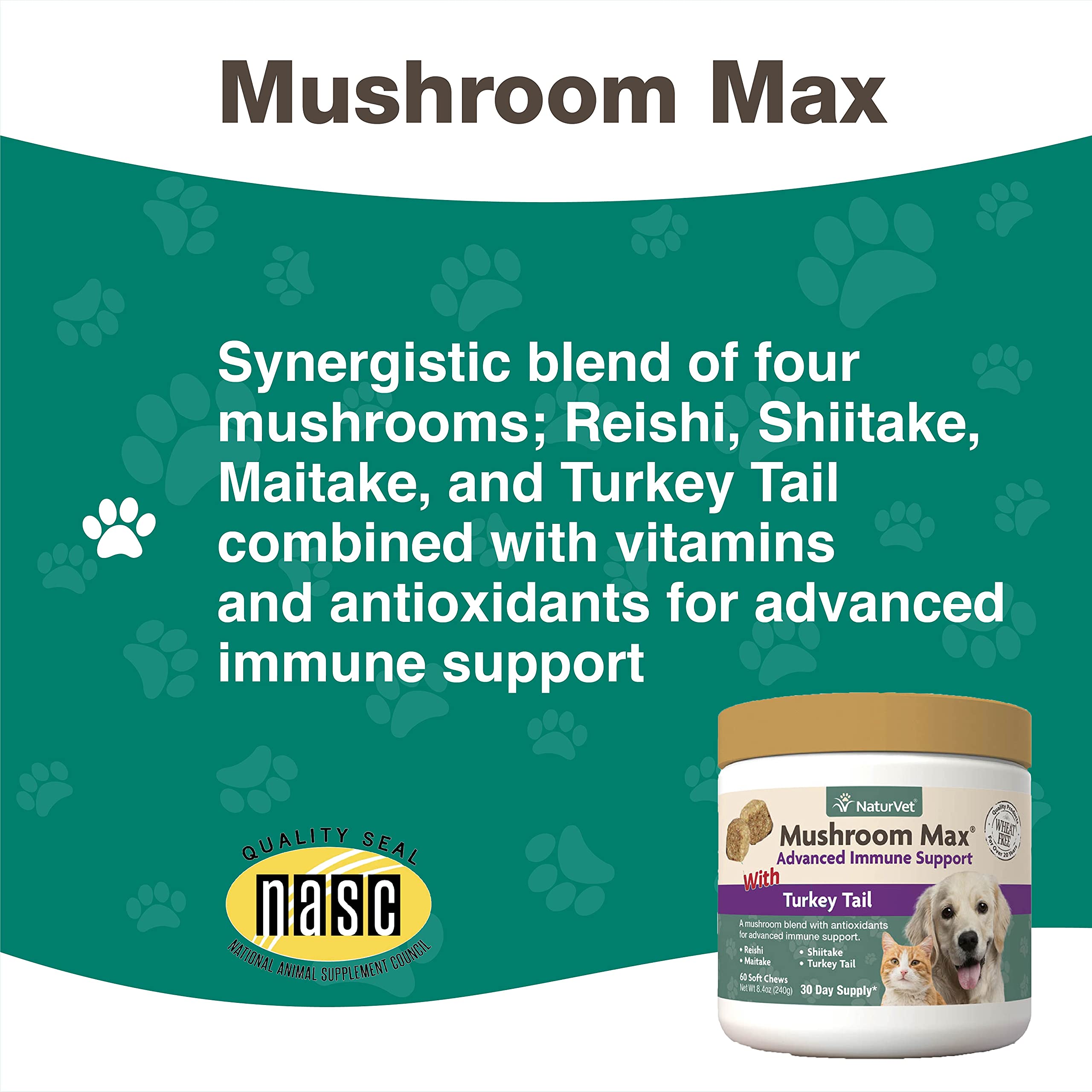 Foto 6 pulgar | Suplemento Para Perros Naturvet Mushroom Max Immune Support, 60 Unidades - Venta Internacional.