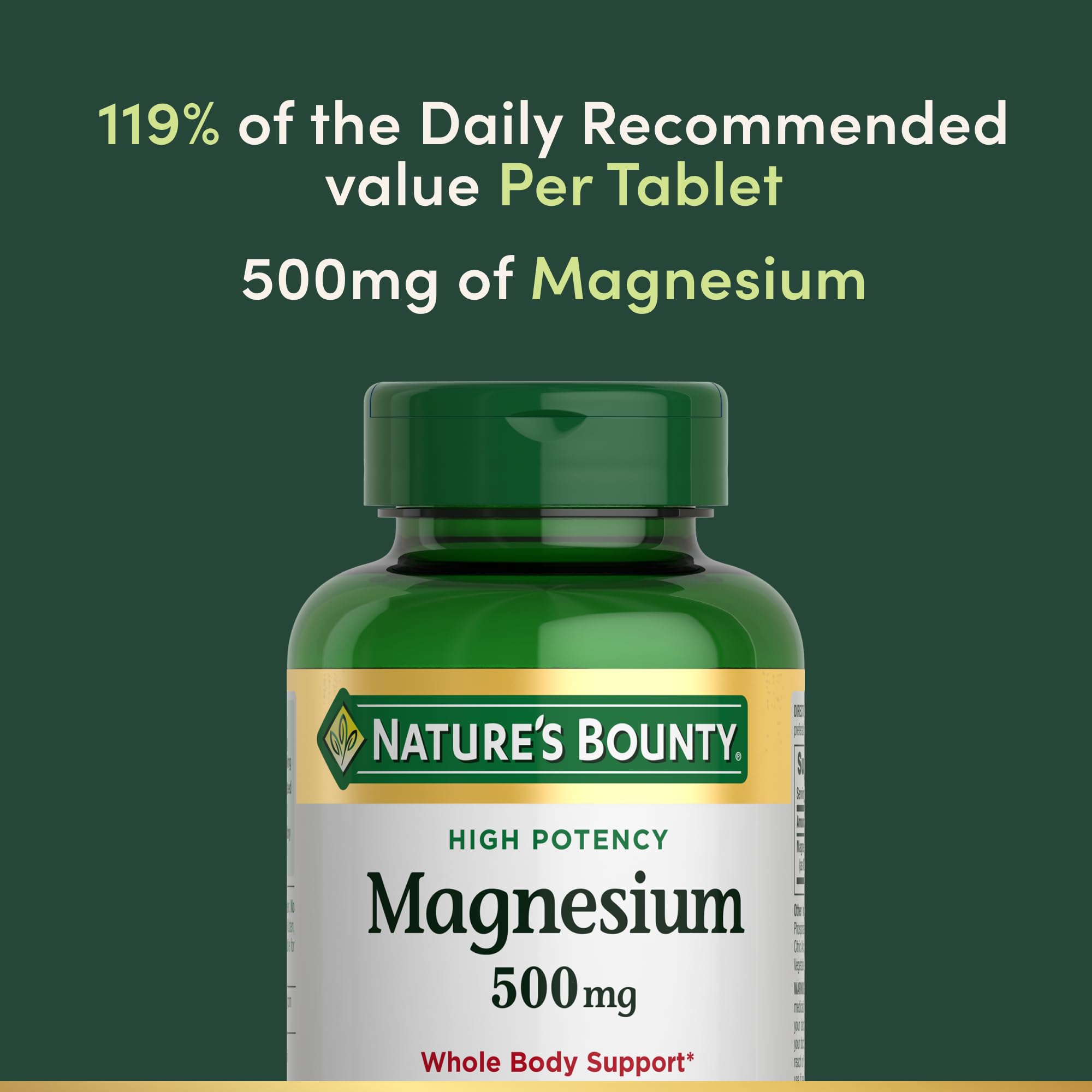 Foto 4 pulgar | Suplemento Nature's Bounty Magnesio 500 Mg 200 Comprimidos - Venta Internacional.