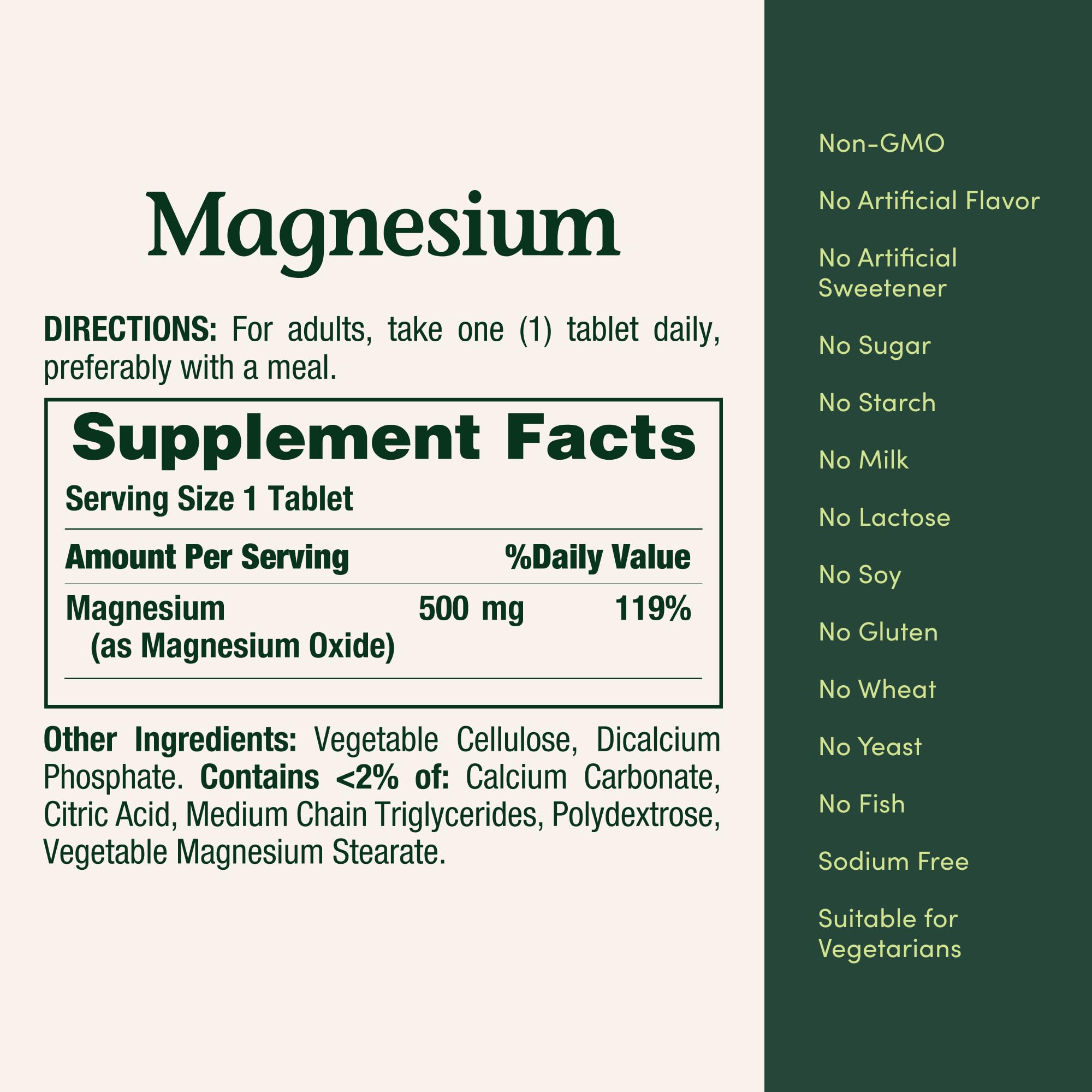 Foto 6 pulgar | Suplemento Nature's Bounty Magnesio 500 Mg 200 Comprimidos - Venta Internacional.