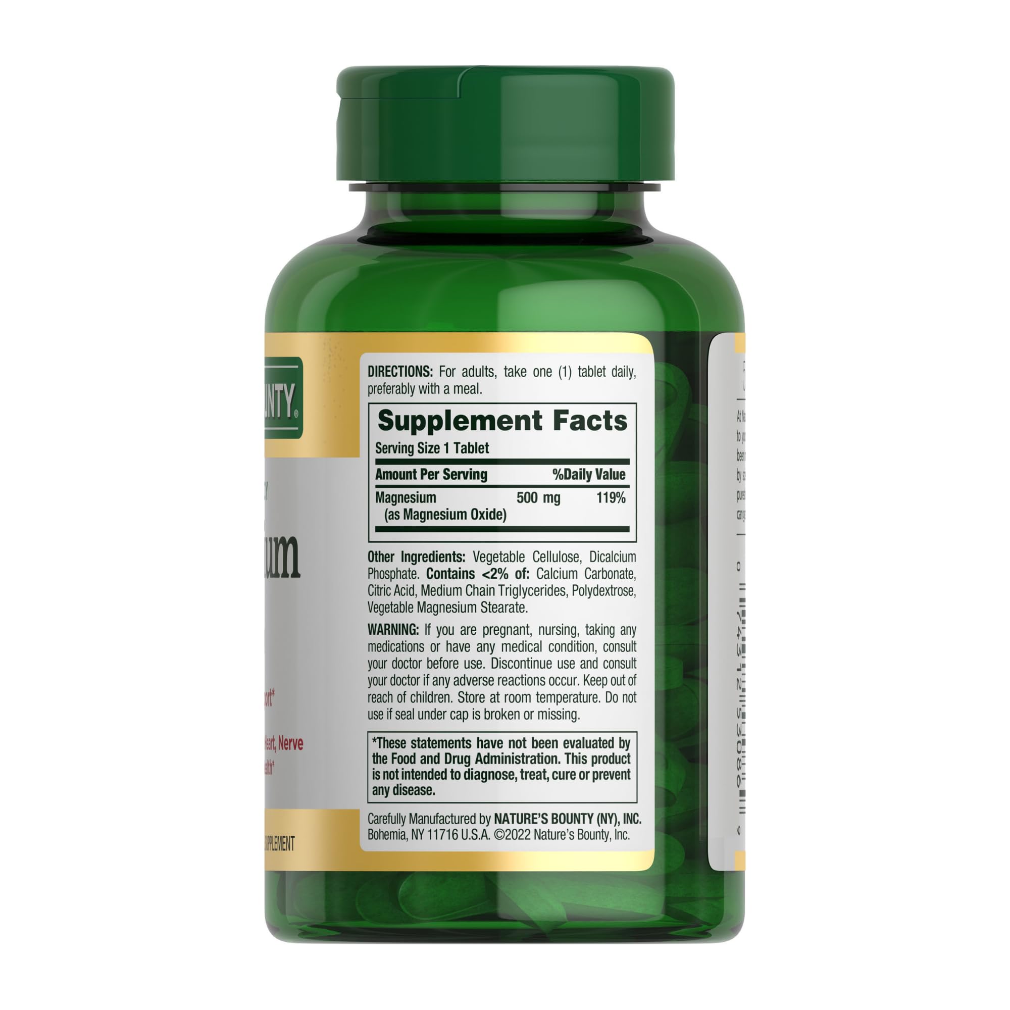 Foto 7 pulgar | Suplemento Nature's Bounty Magnesio 500 Mg 200 Comprimidos - Venta Internacional.