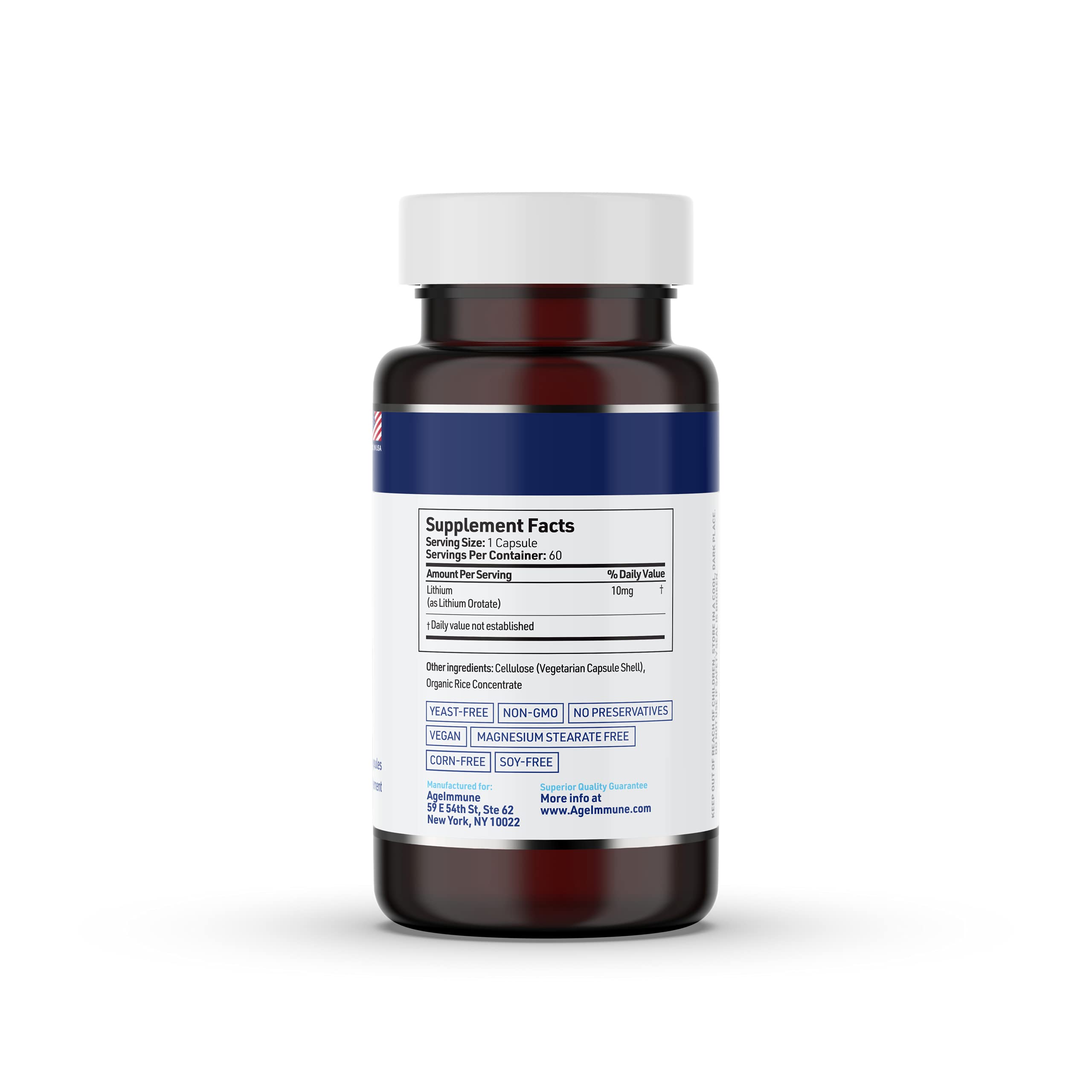 Foto 2 | Suplemento De Orotato De Litio 10 Mg 60 Cápsulas Vegetarianas - Venta Internacional.