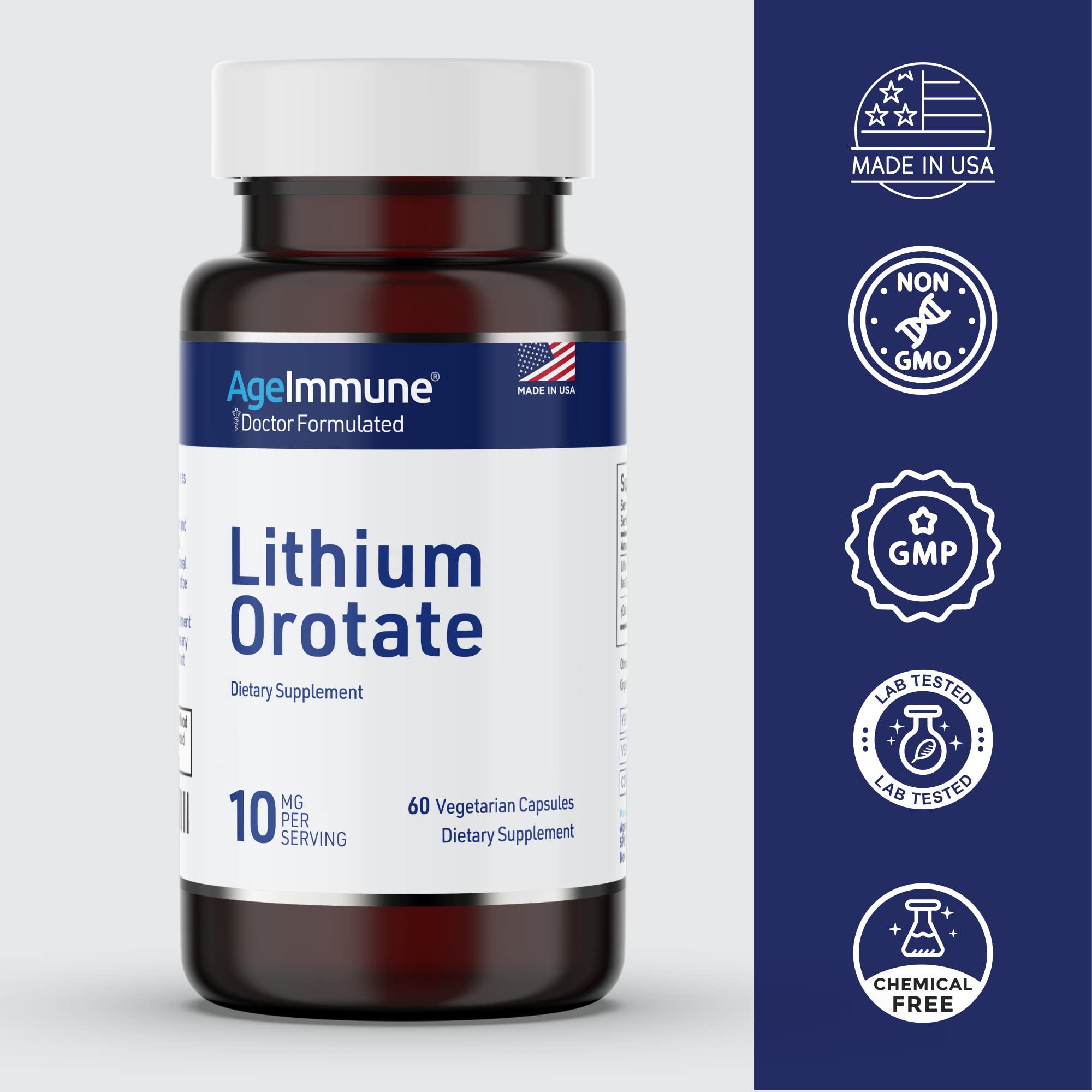 Foto 4 pulgar | Suplemento De Orotato De Litio 10 Mg 60 Cápsulas Vegetarianas - Venta Internacional.