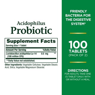Foto 2 | Suplemento Probiótico Nature's Bounty Acidophilus, 100 Unidades - Venta Internacional.