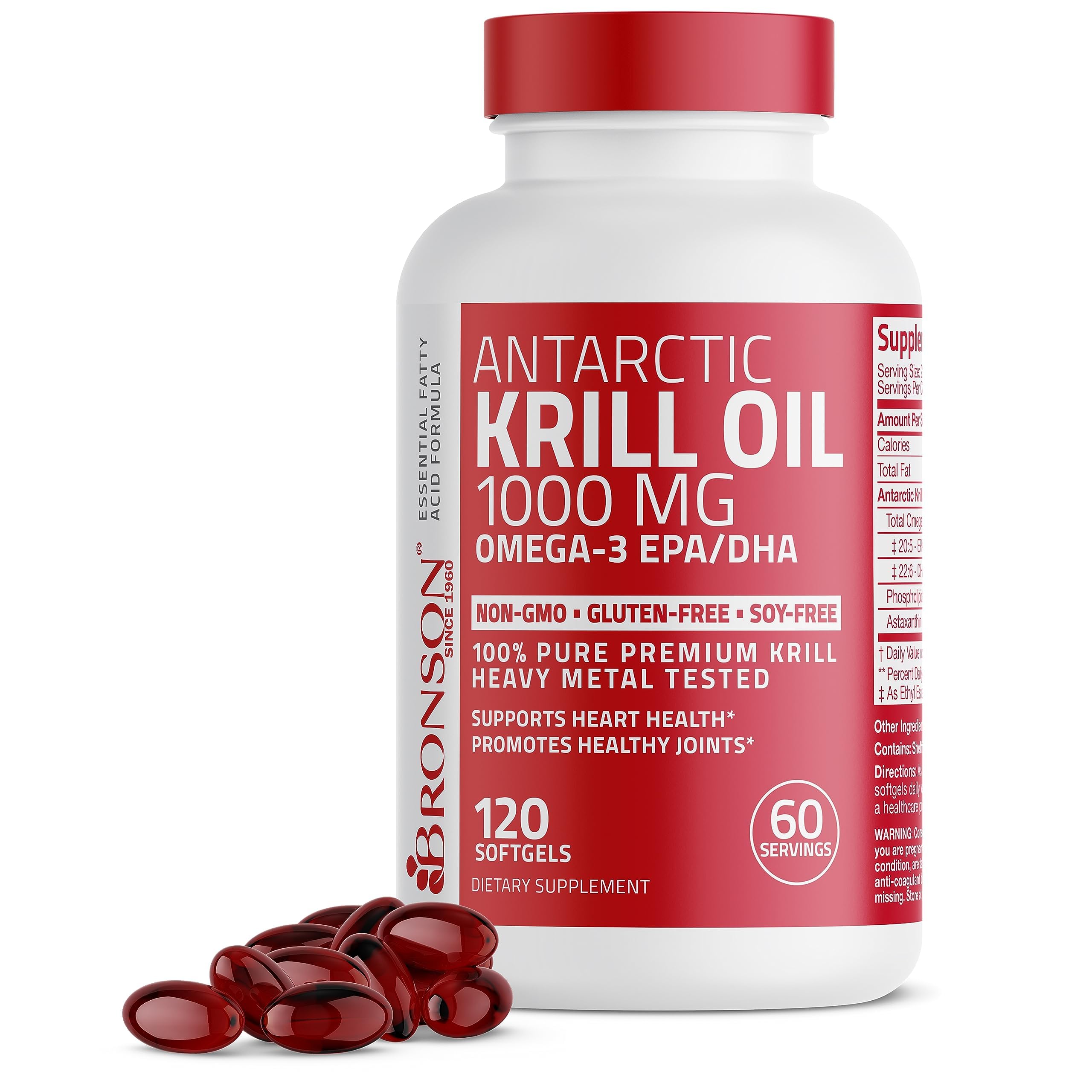 Foto 5 pulgar | Suplemento De Aceite De Krill Antártico Bronson, 1000 Mg, 120 Cápsulas Blandas - Venta Internacional.