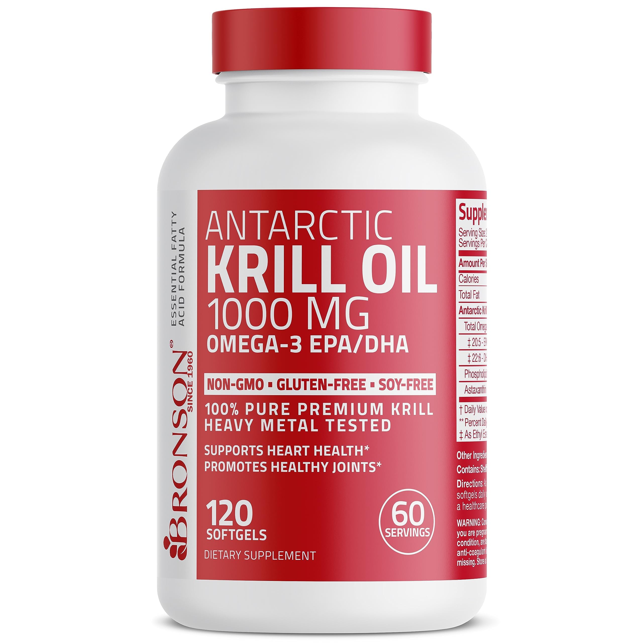 Foto 6 pulgar | Suplemento De Aceite De Krill Antártico Bronson, 1000 Mg, 120 Cápsulas Blandas - Venta Internacional.