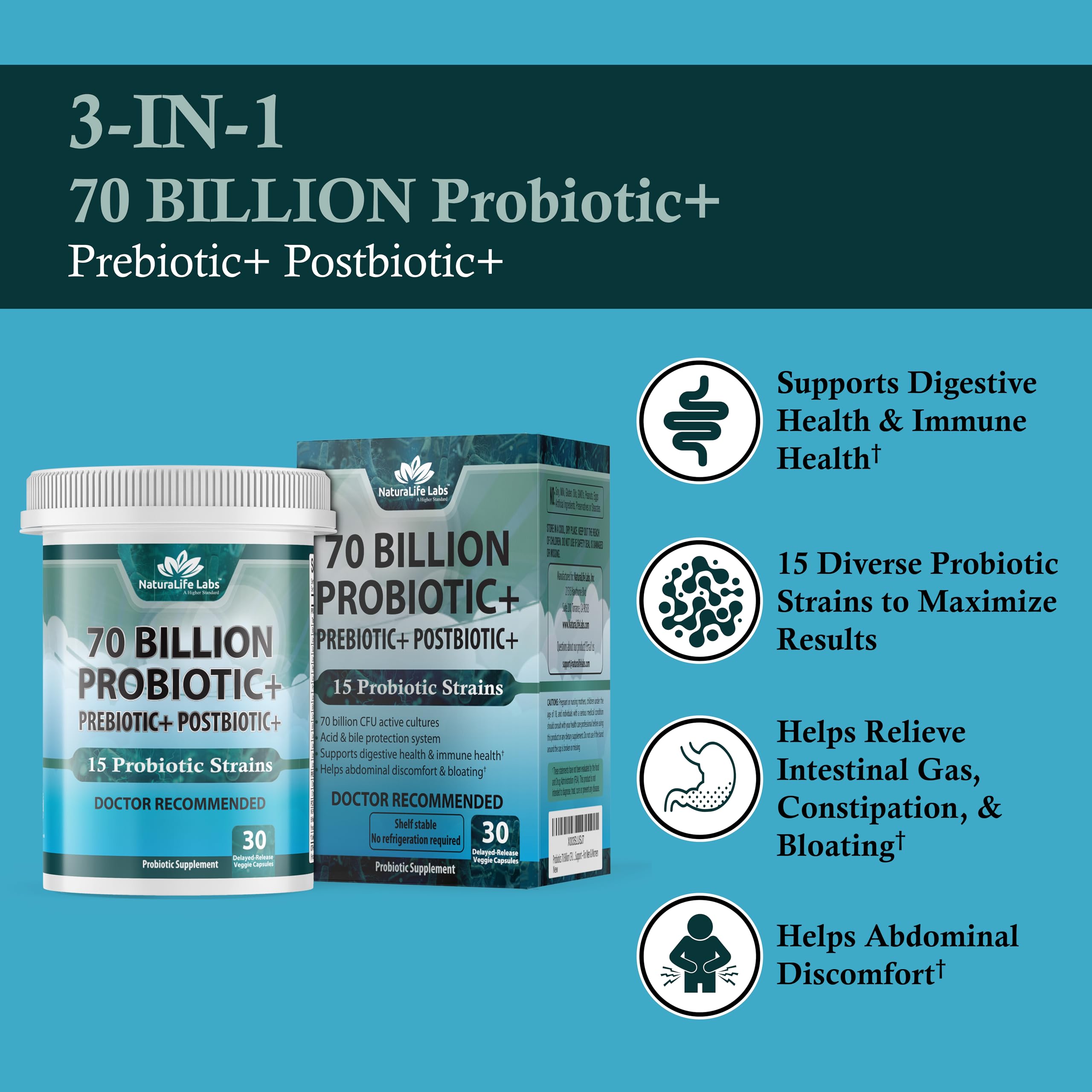 Foto 3 | Complementa Los Probióticos De Naturalife Labs Con 70 Mil Millones De Cfu (15 Cepas) - Venta Internacional.
