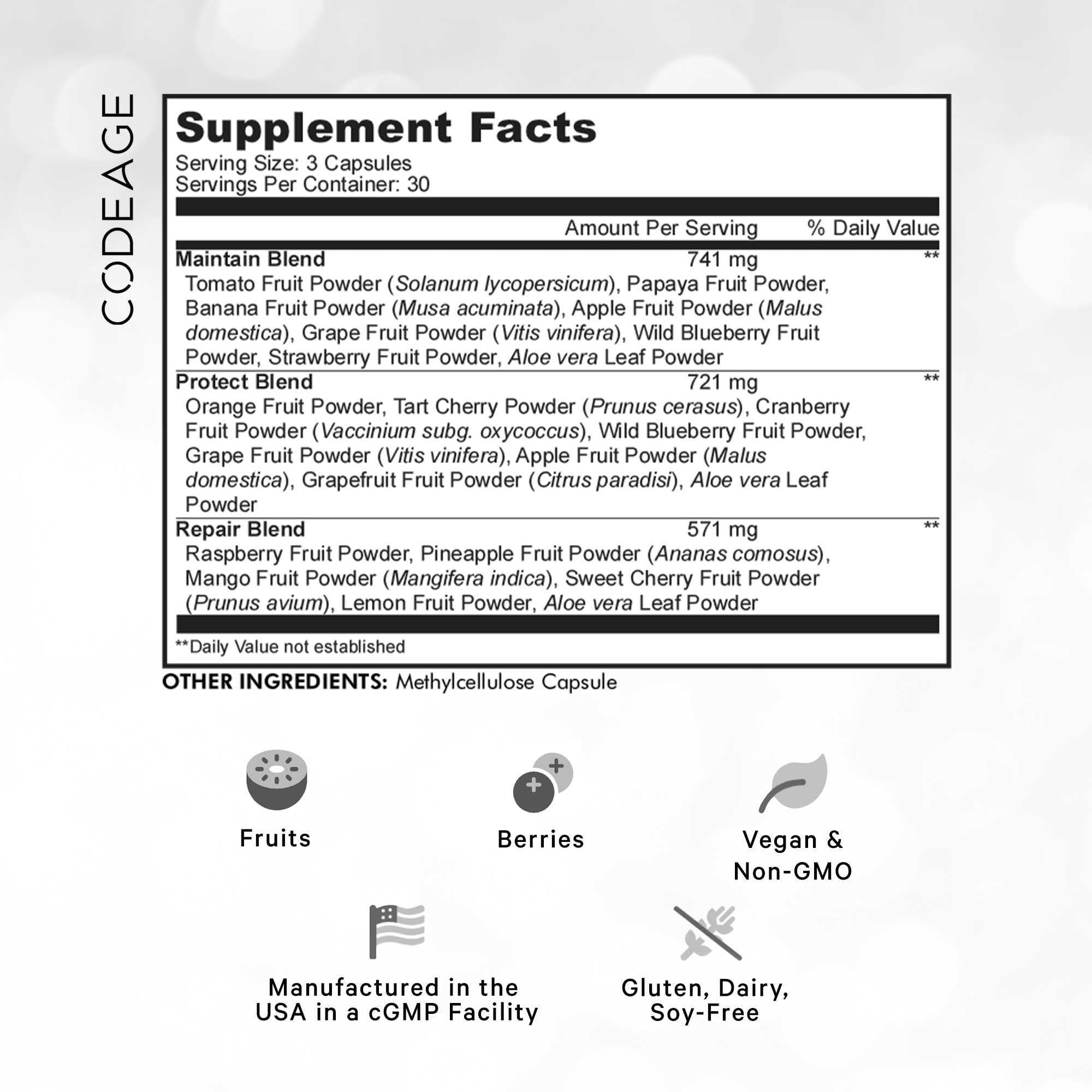 Foto 3 pulgar | Suplemento Codeage Instantfood Fast Fruits 90 Cápsulas - Venta Internacional.