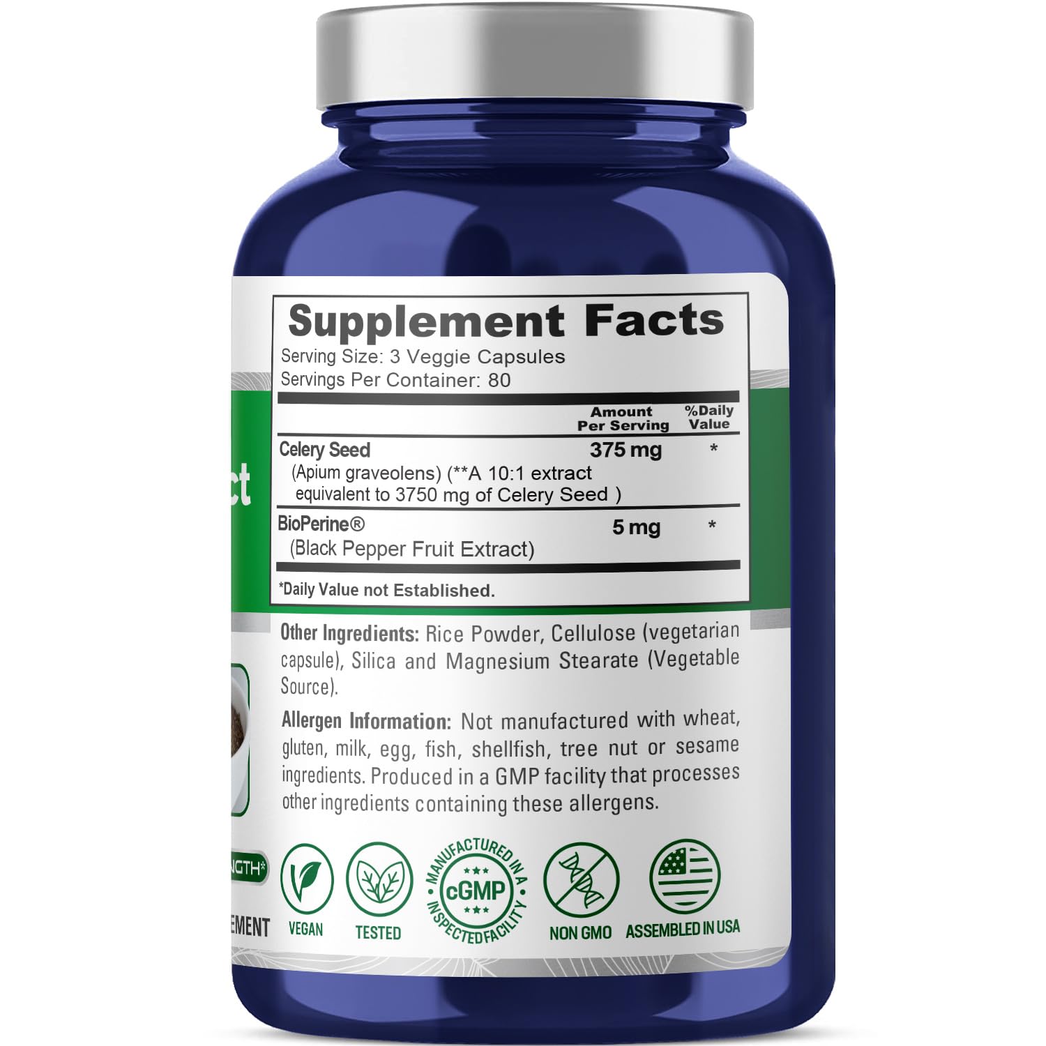 Foto 3 pulgar | Suplemento De Extracto De Semilla De Apio Nusapure 3750 Mg 240 Cápsulas - Venta Internacional.