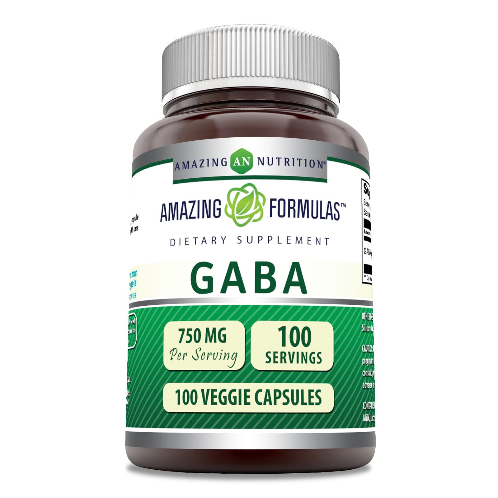 Suplemento Amazing Formulas Gaba 750 Mg 100 Cápsulas Vegetarianas - Venta Internacional.