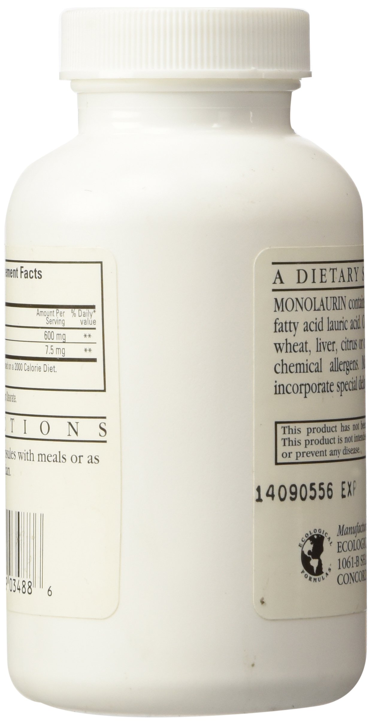 Foto 3 | Suplemento Ecological Formulas De Monolaurina 600 Mg 90 Cápsulas - Venta Internacional.