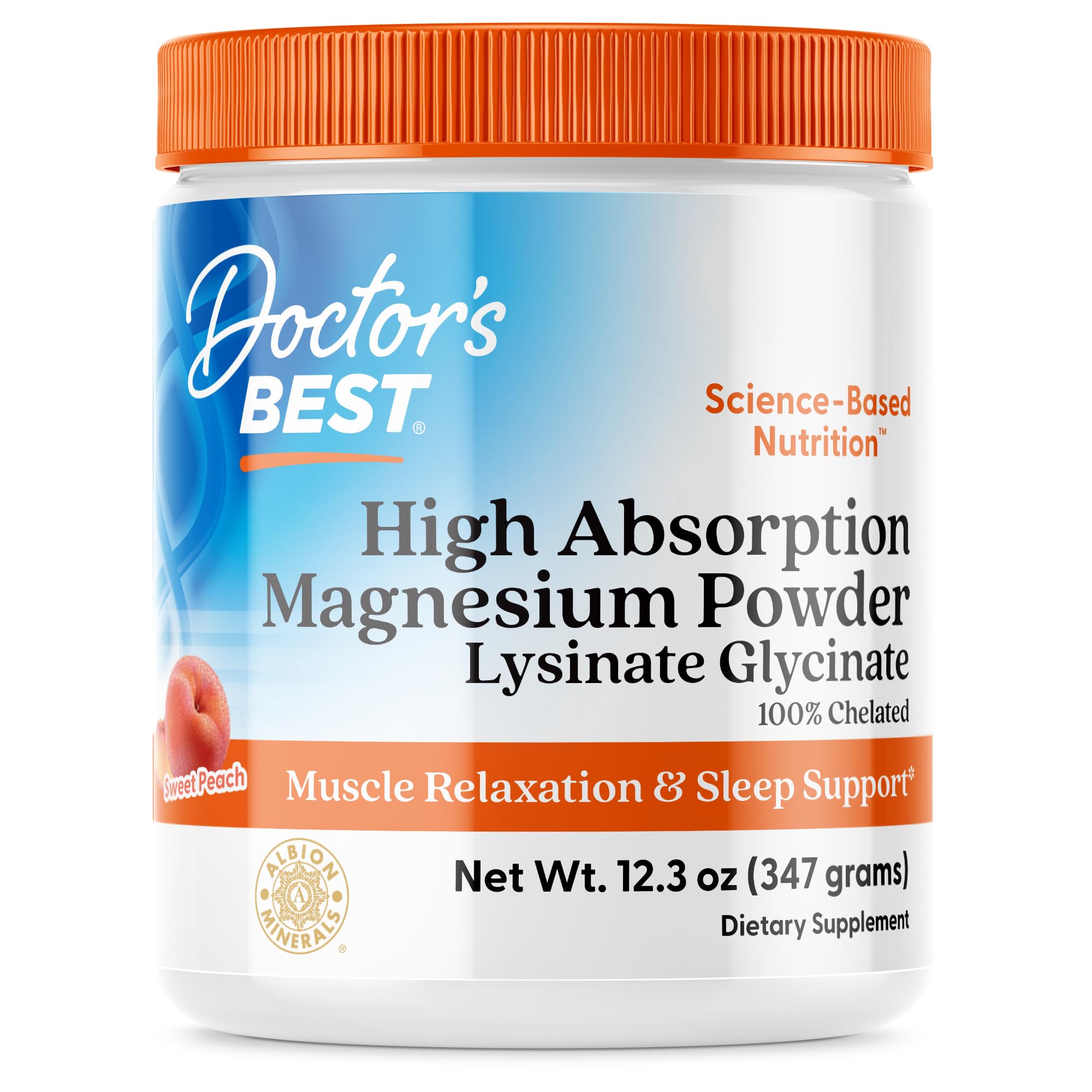 Polvo De Magnesio Doctor's Best De Alta Absorción, 350 Ml, Melocotón - Venta Internacional.
