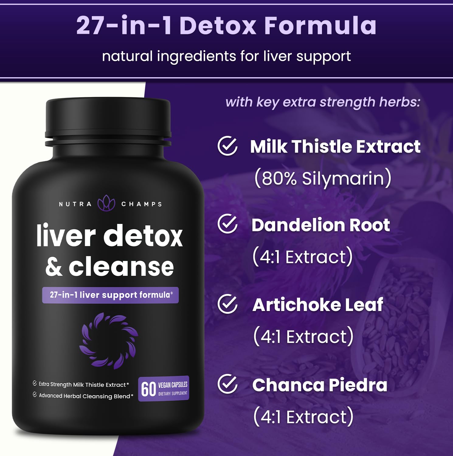 Foto 2 | Suplemento De Limpieza Hepática Nutrachamps Detox & Repair 60 Cápsulas - Venta Internacional.