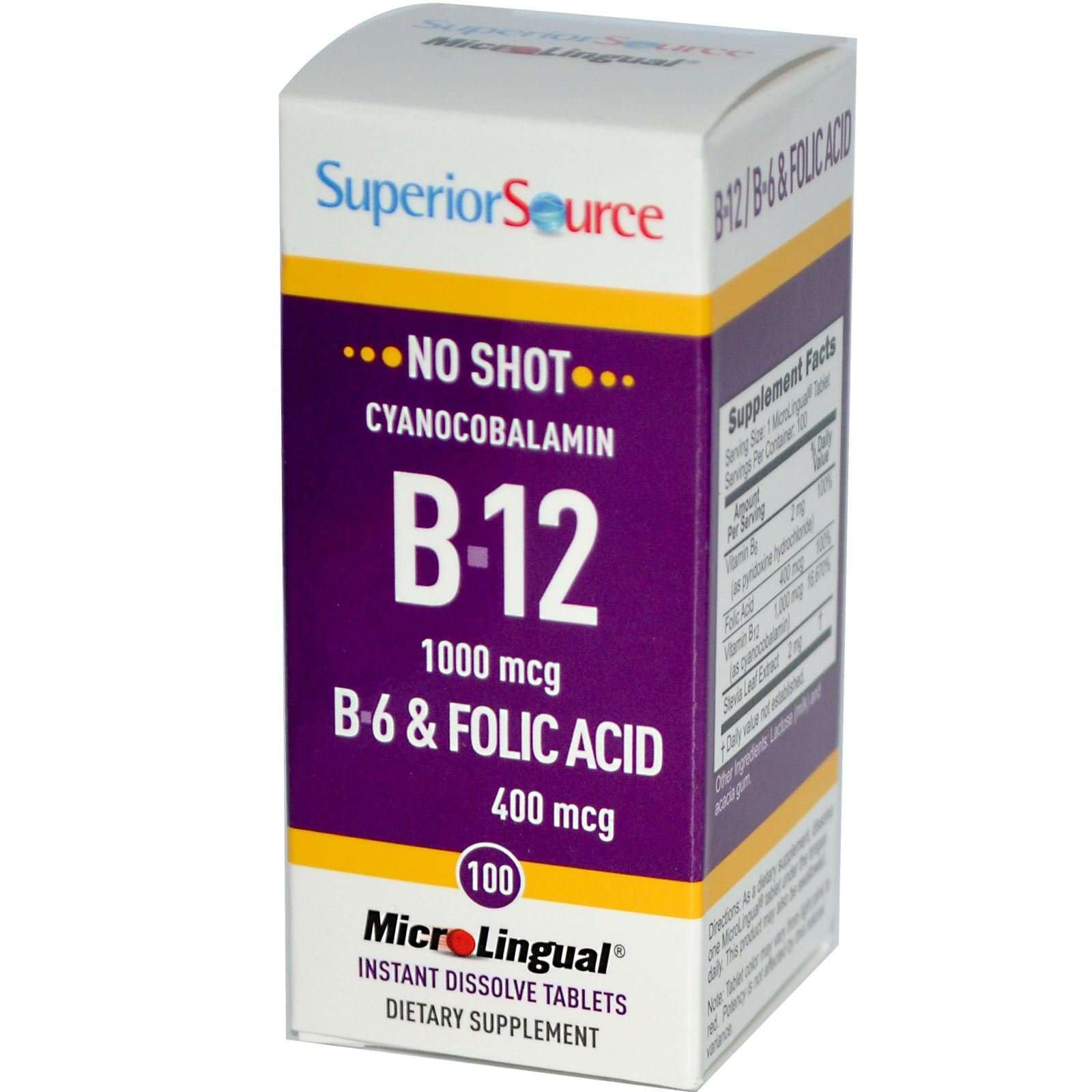 Foto 2 pulgar | Vitamina B12 Cianocobalamina 1000 Mcg Superior Source 100 Comprimidos - Venta Internacional.