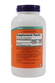 Foto 2 | Citrato De Magnesio Supplement Now Foods, 400 Mg, 240 Cápsulas Vegetales - Venta Internacional.