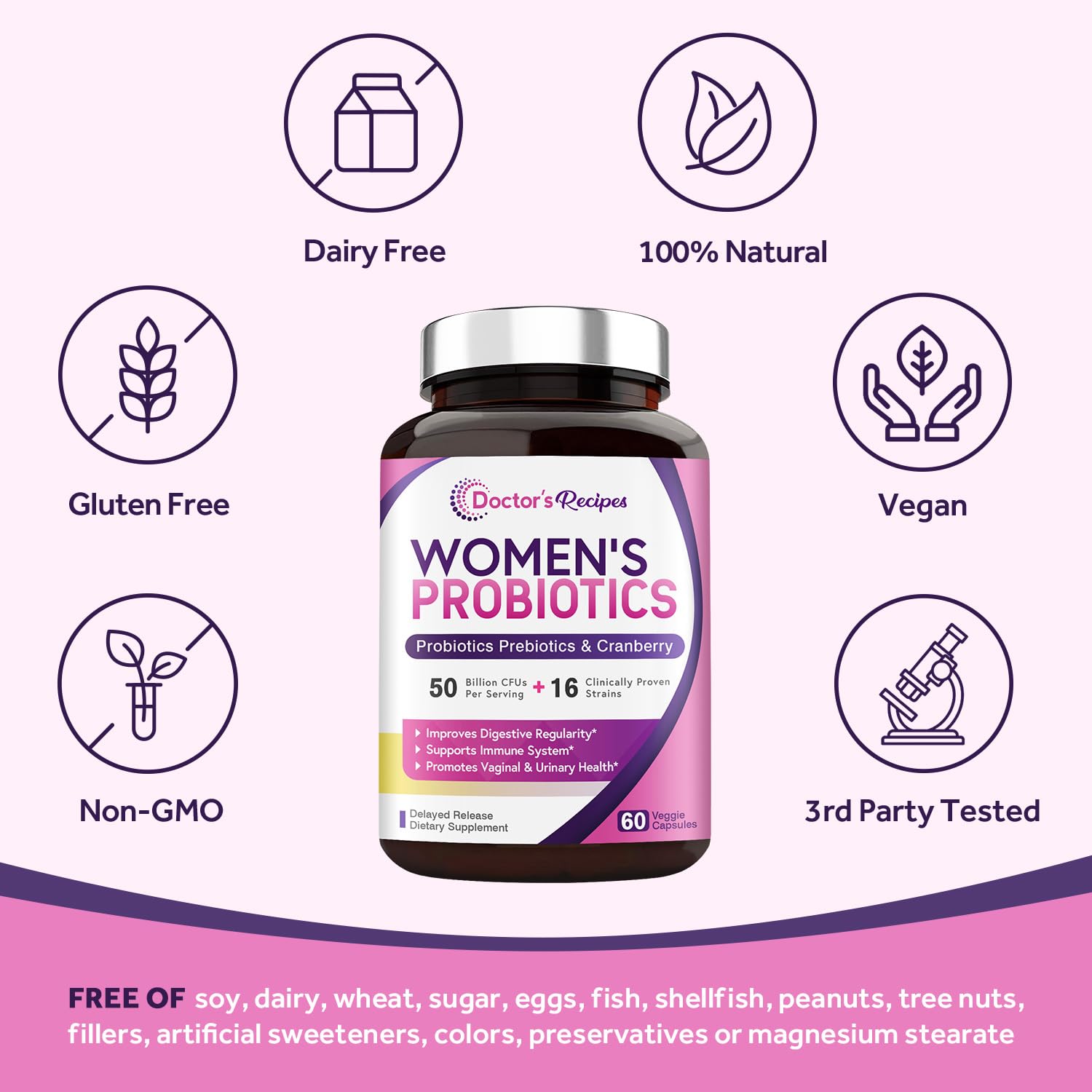 Foto 6 pulgar | Suplemento Doctor's Recipes Women's Probiotics 60 Cápsulas-Venta Internacional