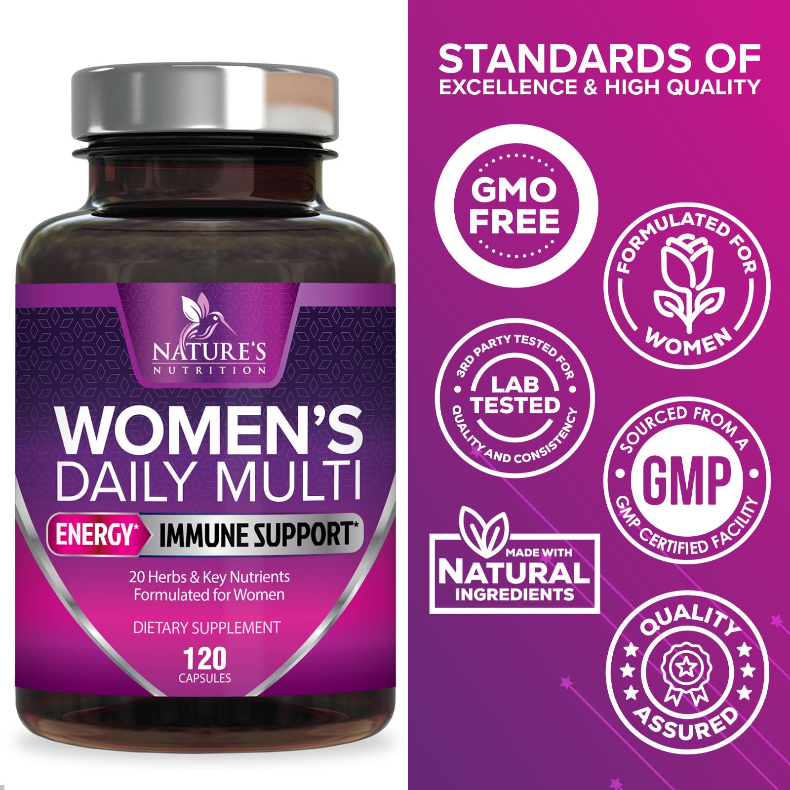 Foto 5 pulgar | Multivitamínico Nature's Nutrition Para Mujeres Mayores De 30 Años Con A, C, D, E, B6, B12 - Venta Internacional.