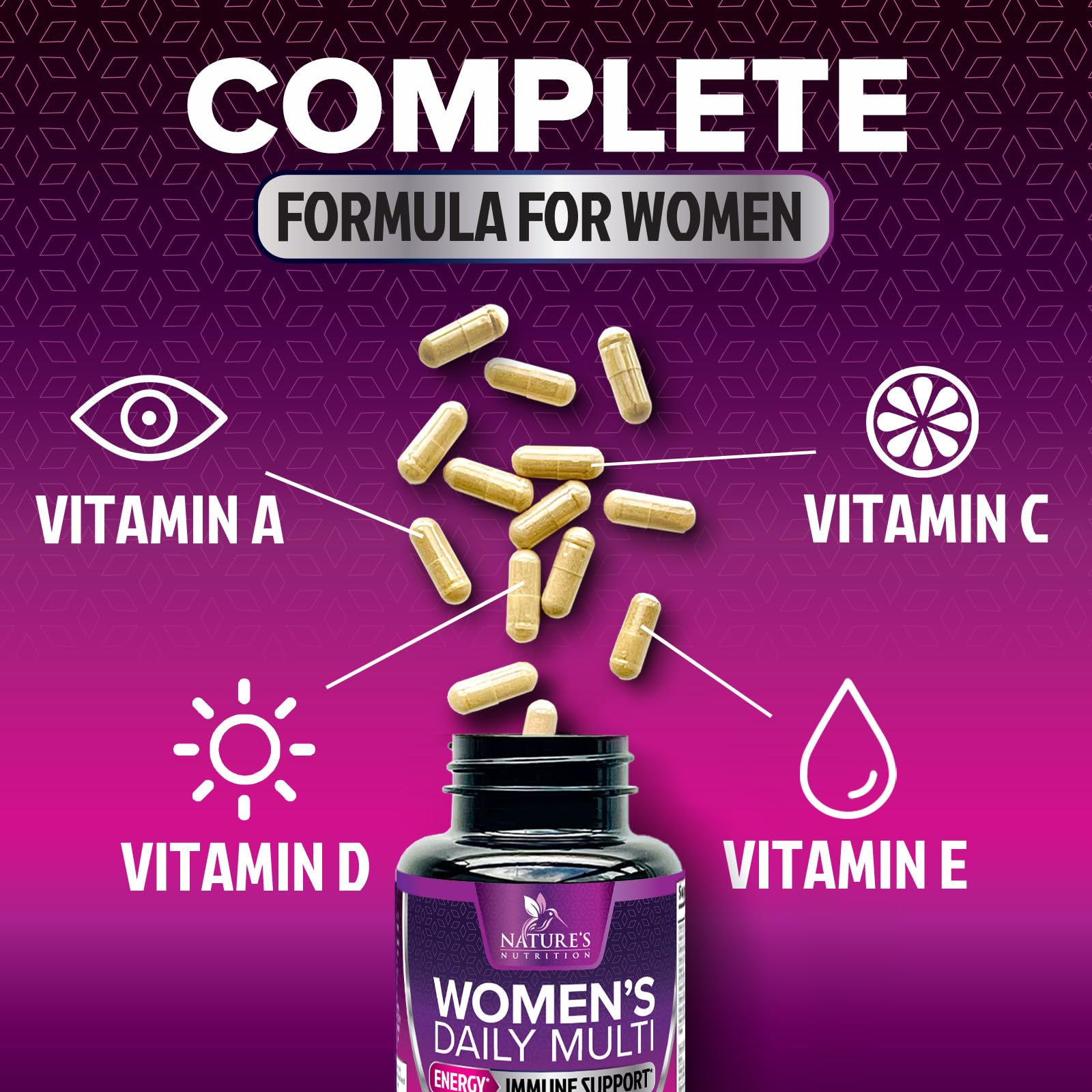Foto 6 pulgar | Multivitamínico Nature's Nutrition Para Mujeres Mayores De 30 Años Con A, C, D, E, B6, B12 - Venta Internacional.