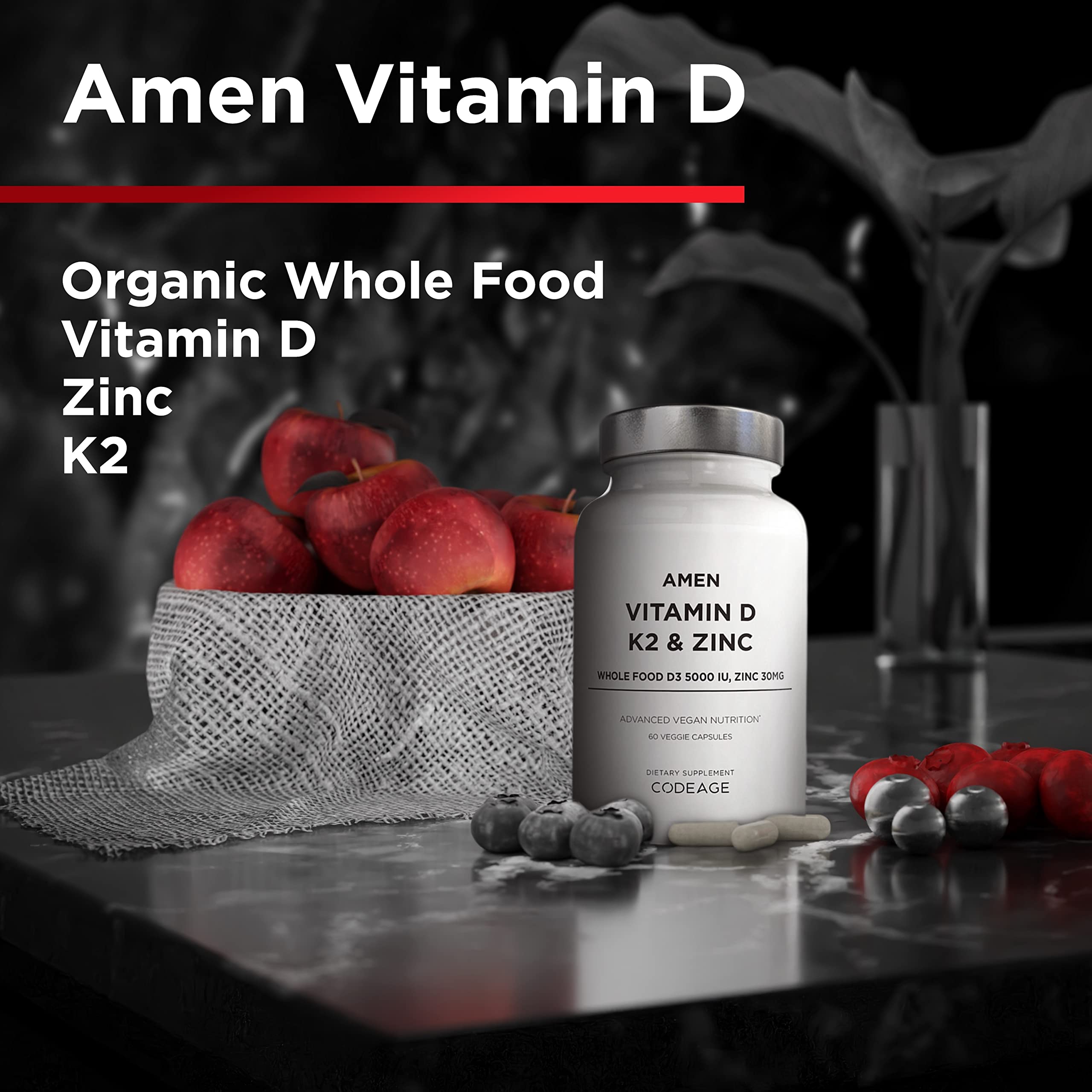 Foto 4 pulgar | Suplemento Amen de Vitamina D3 5000 Ui K2 y Zinc 60 Cápsulas - Venta Internacional