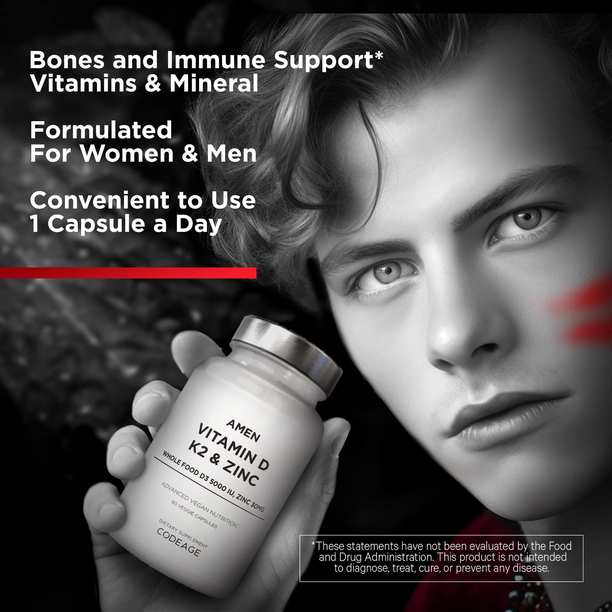 Foto 4 | Suplemento Amen de Vitamina D3 5000 Ui K2 y Zinc 60 Cápsulas - Venta Internacional