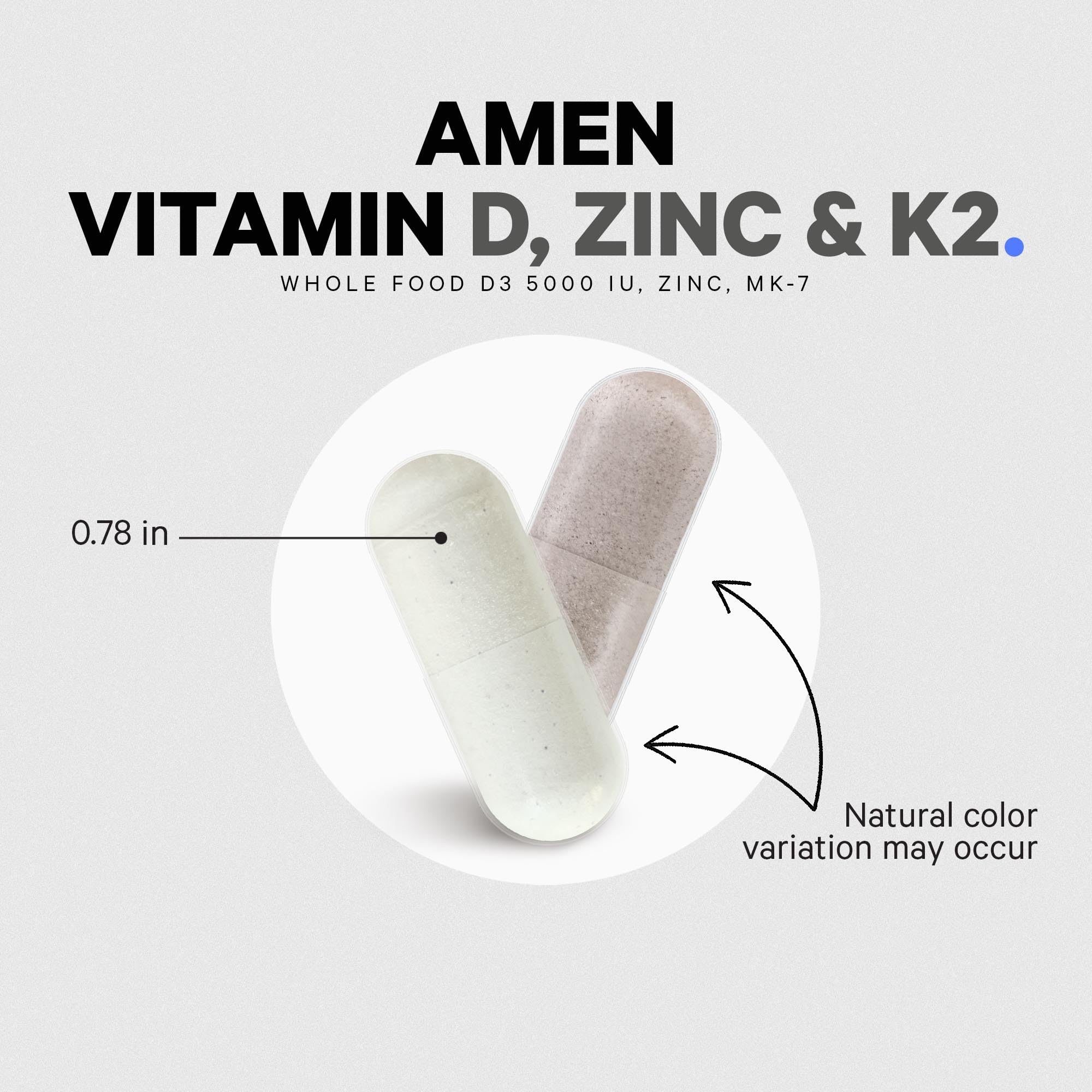 Foto 7 pulgar | Suplemento Amen de Vitamina D3 5000 Ui K2 y Zinc 60 Cápsulas - Venta Internacional