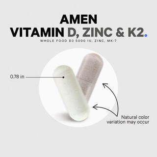 Foto 6 | Suplemento Amen de Vitamina D3 5000 Ui K2 y Zinc 60 Cápsulas - Venta Internacional