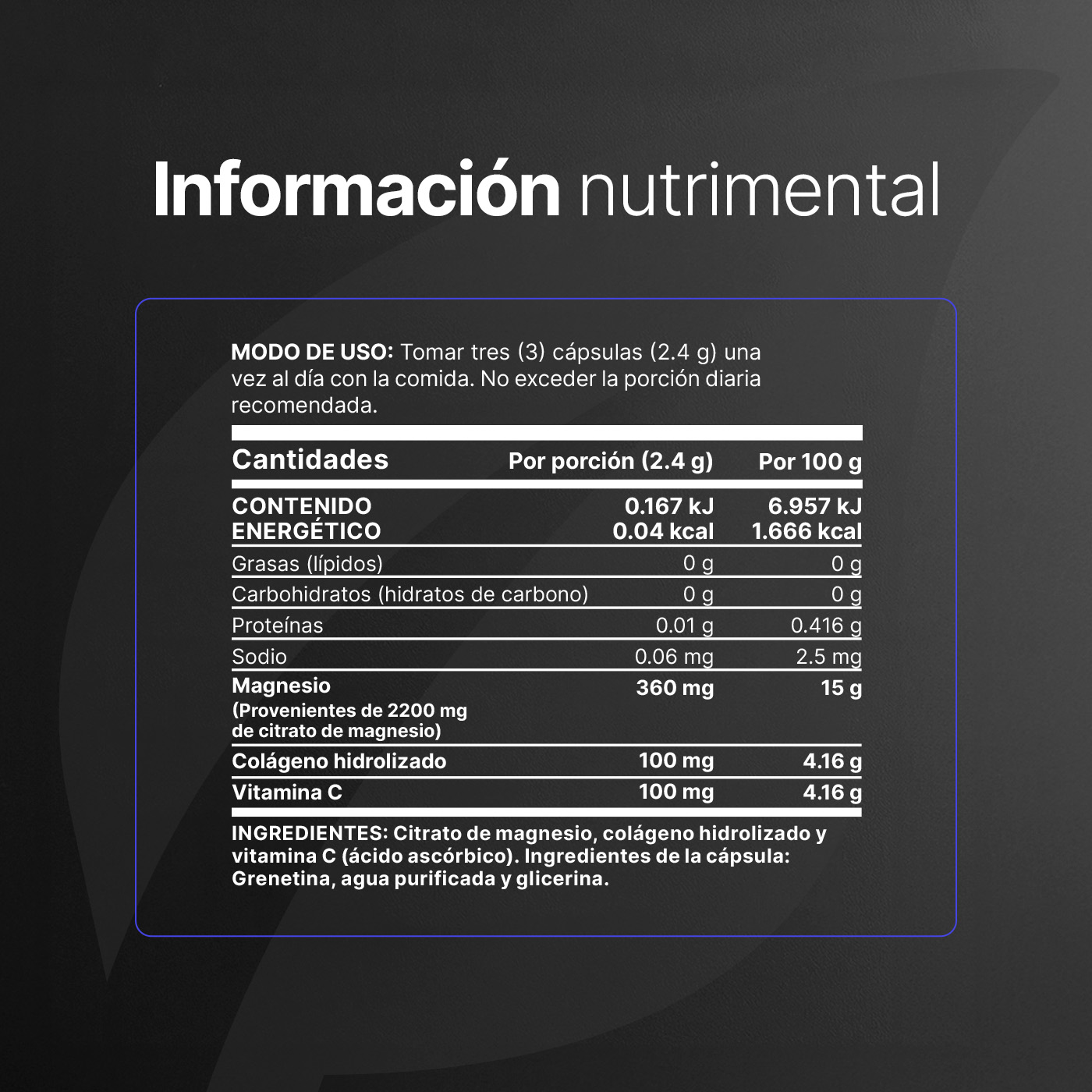 Foto 2 | Citrato De Magnesio Puro | 2400mg Por Porción | 500 Cápsulas | Alta Absorción | Citrate Mag B Life.